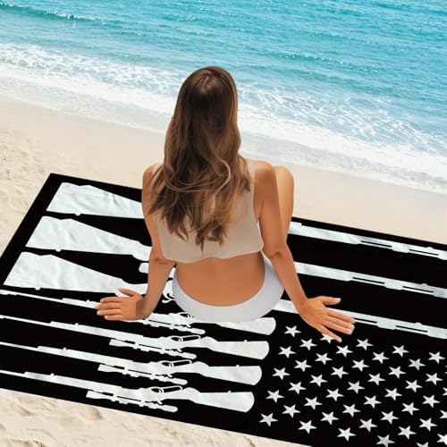 WZOMT Funny Flag Beach Towel - Microfiber Patriotic Blanket