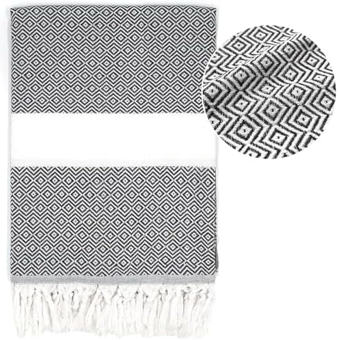 WEDPLAN Turkish Beach Towels - Soft Quick Dry Light Grey