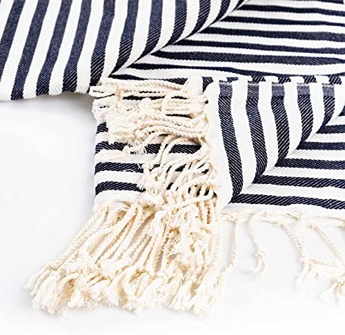 Hencely Striped Turkish Beach Towel 37x71 Navy Blue