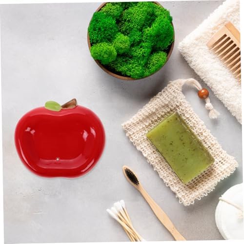 Zerodeko Apple Shaped Ceramic Soap Dish with Drainage