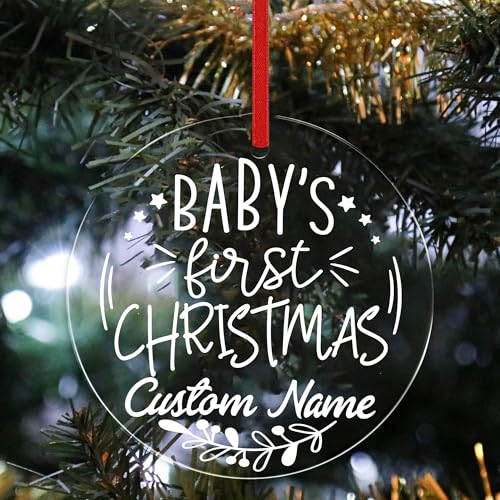 Personalized Babys First Christmas Acrylic Ornament for Boy or Girl