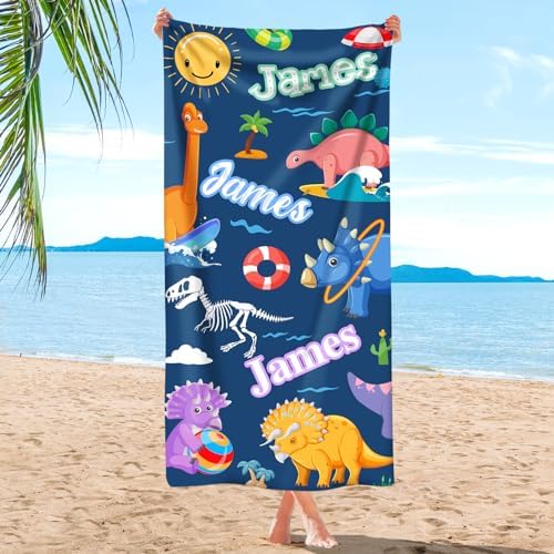 Personalized Beach Towel with Name for Kids and Adults