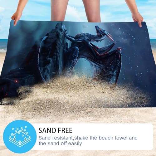 WZOMT Microfiber Dragon Beach Towel - 32x52 Inch