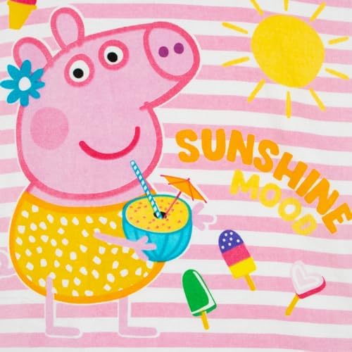 Peppa Pig Pink Striped Hooded Towel Poncho for Girls