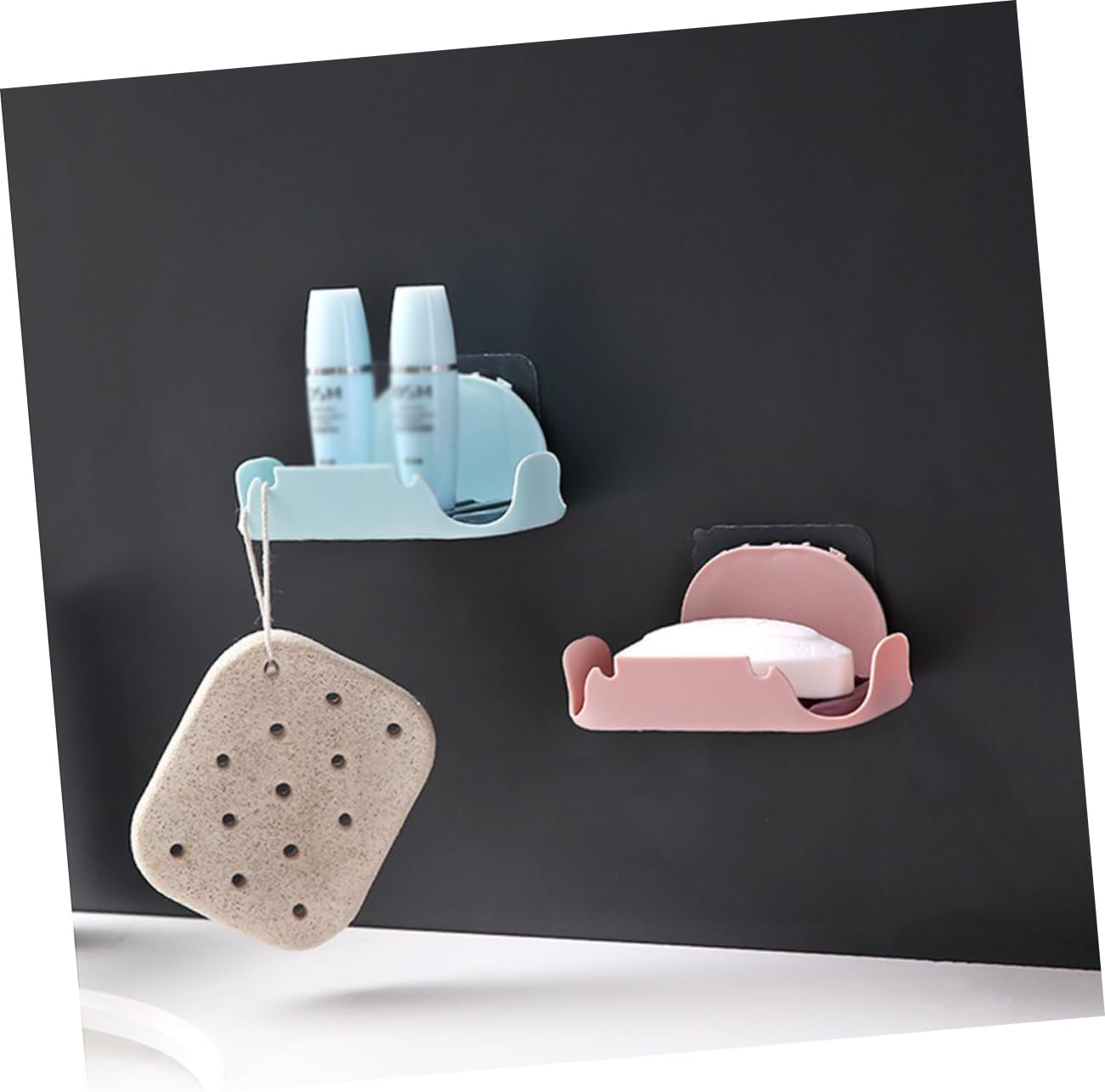 2pcs Double Layer Adhesive Soap Holder for Bathroom