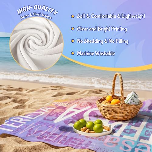 Bemaystar Personalized Beach Towels with Names - Custom for Adults Kids