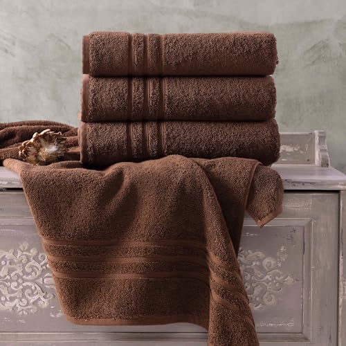 Hawmam Linen Brown Bath Towel Set 4 Pack