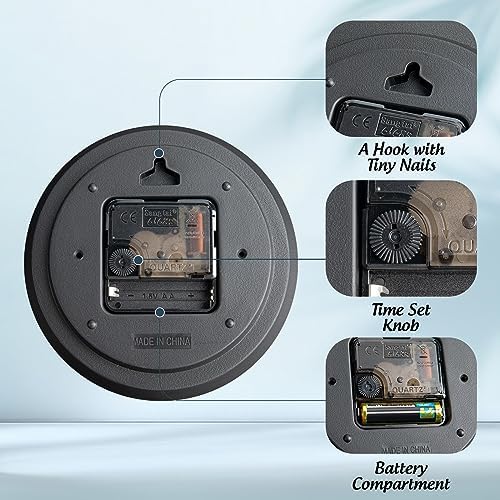 QPEUIM 10-Inch Battery Operated Wall Clock with 3D Dial