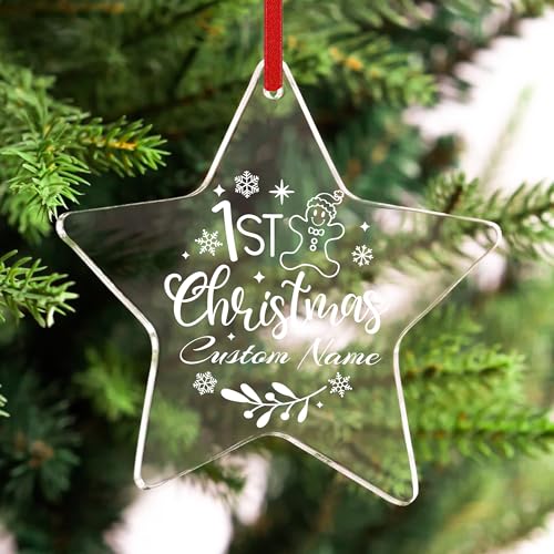 Personalized Babys First Christmas Ornament Laser Engraved Acrylic with Name