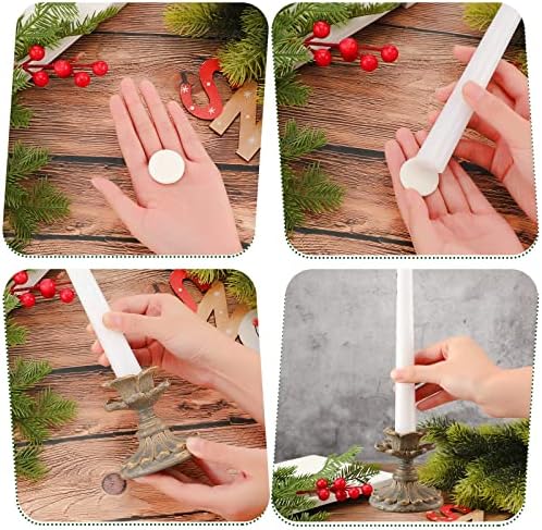 Geyee 12 Pcs Taper Candle Grips Adhesive Holder