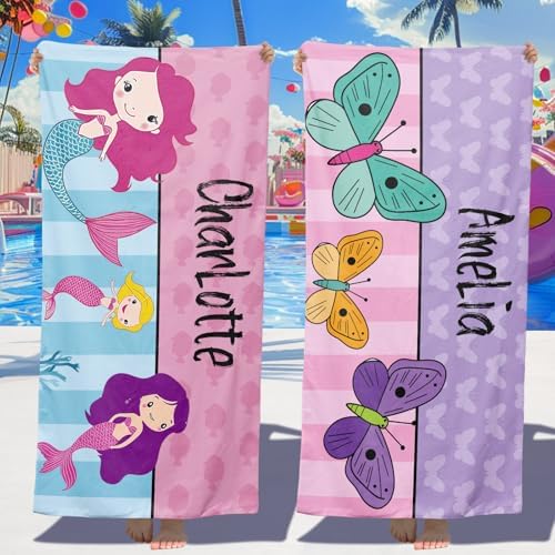 Personalized Beach Towels for Kids with Name Monogram