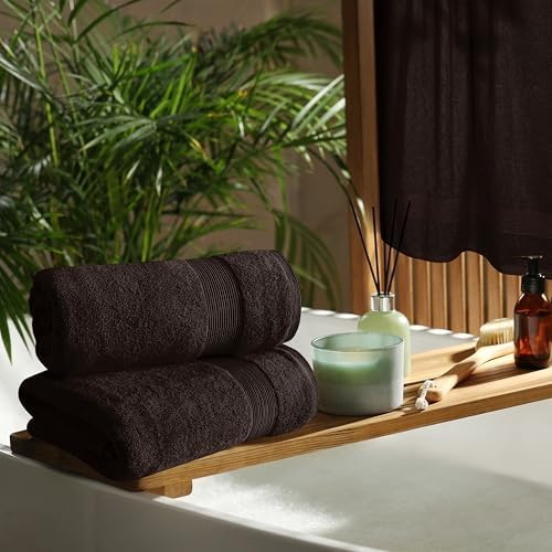 Belizzi Home 4 Pack Bath Towel Set Chocolate Brown 27x54