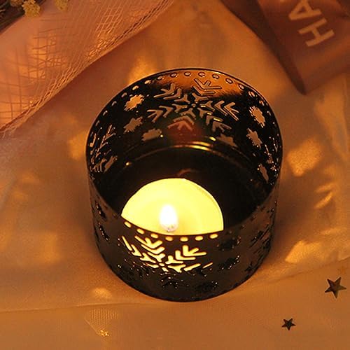 CHILDWEET Iron Snowflake Candle Holder Desk Accessory