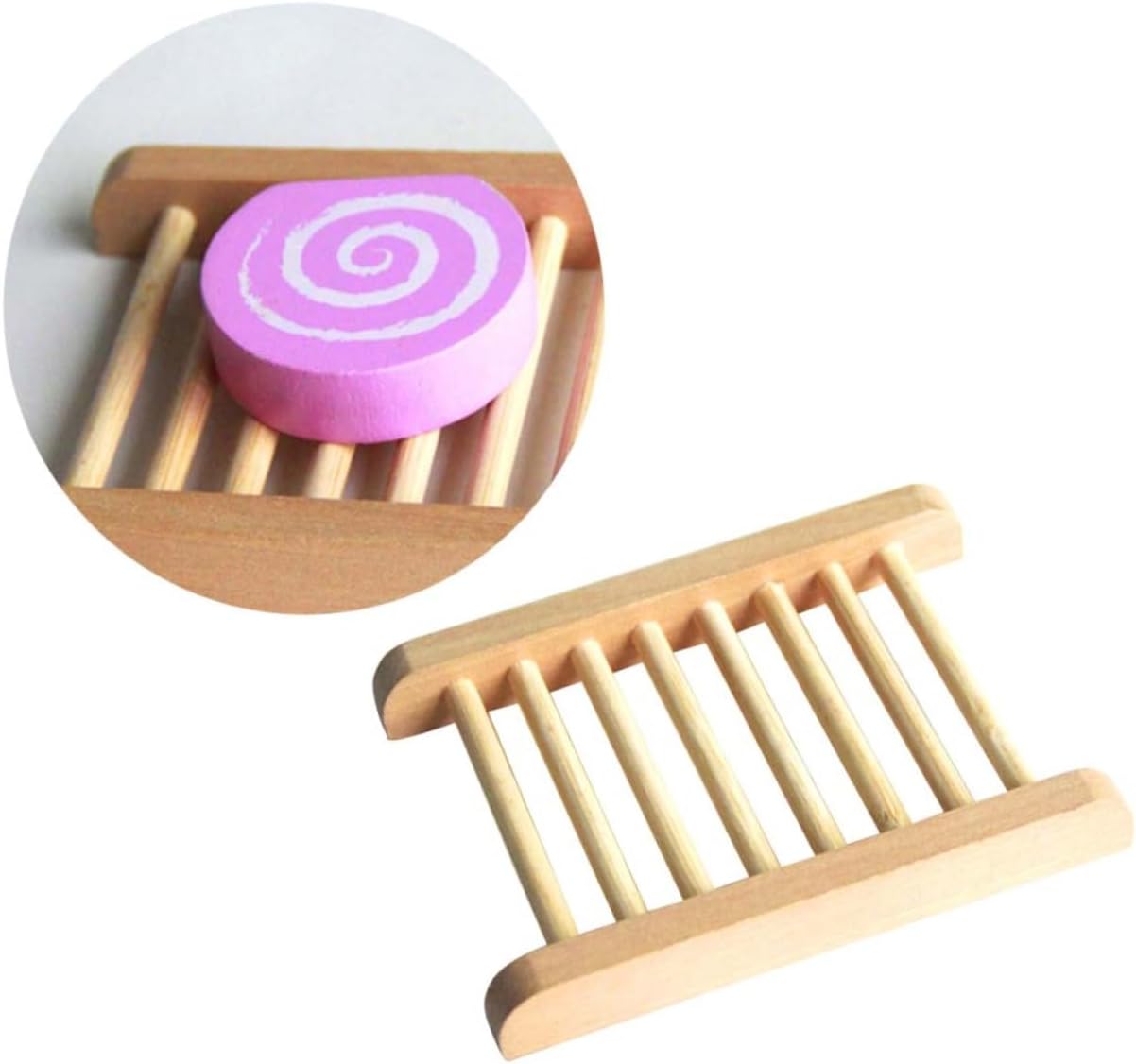 GLEAVI 2Pcs Natural Wood Soap Tray Holder for Home Bathroom Kitchen