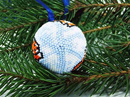 Red Fox Christmas Ornament Blue and White Xmas Tree Decor