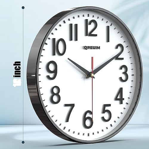 QPEUIM 10-Inch Battery Operated Wall Clock with 3D Dial