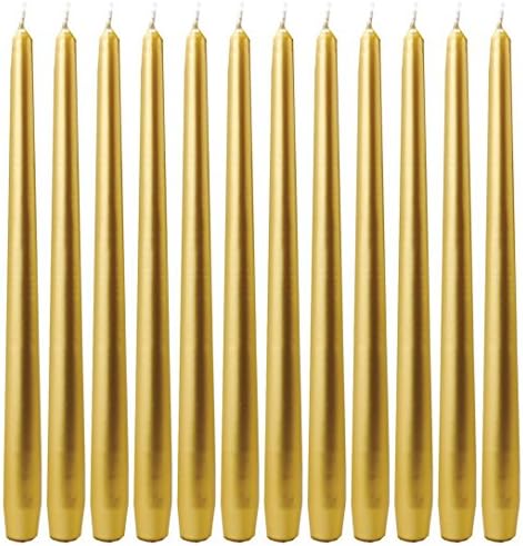 Biedermann Dinner Candles Gold 12-Inch Tapers Box of 12 1