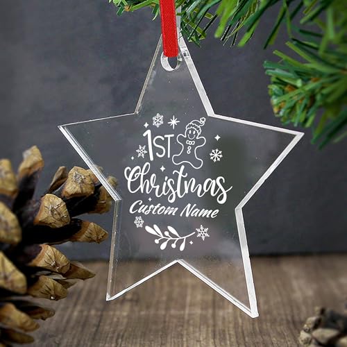 Personalized Babys First Christmas Ornament Laser Engraved Acrylic with Name