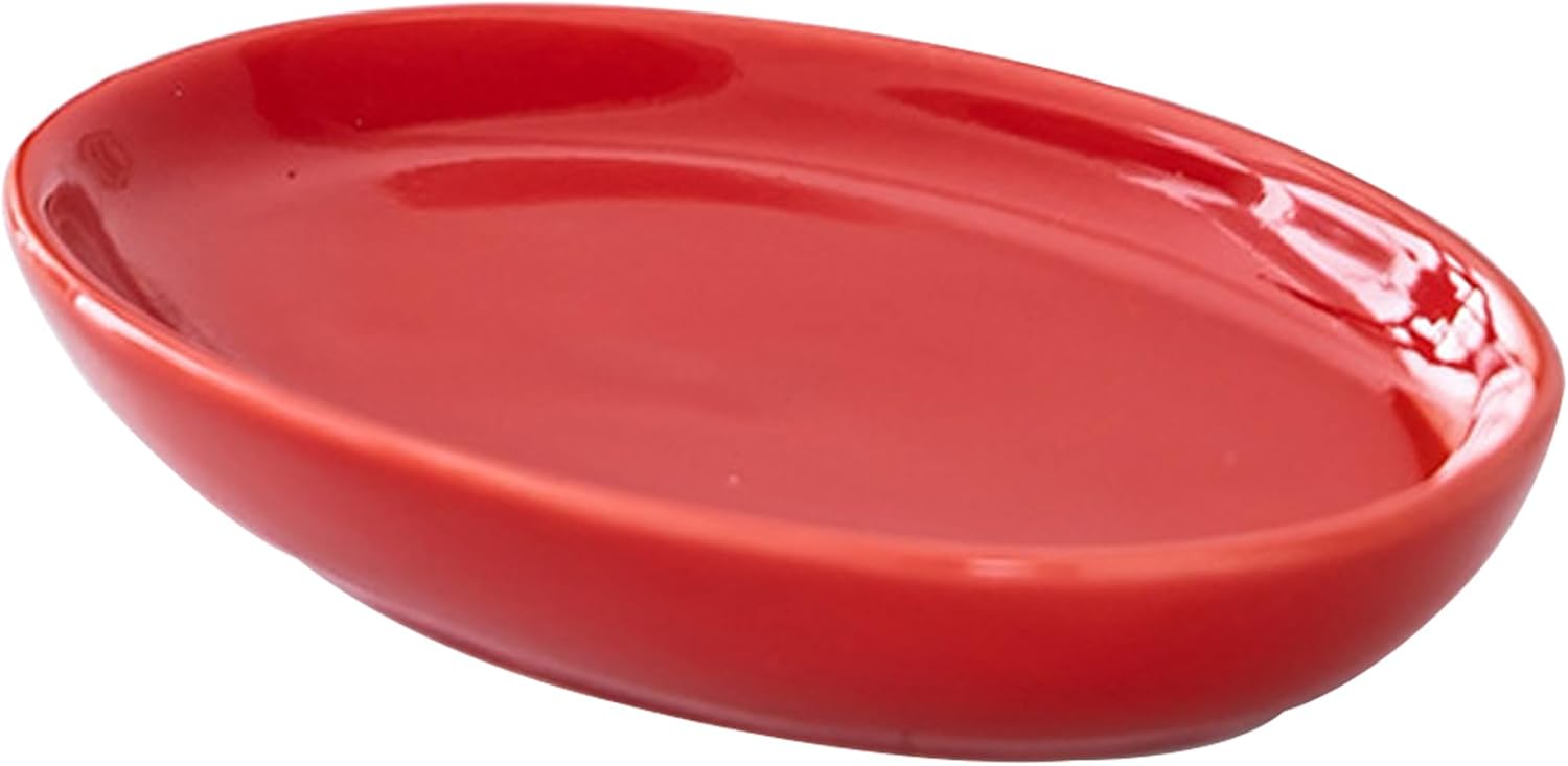 Ceramic Soap Dish Holder for Shower Bathroom Kitchen Red