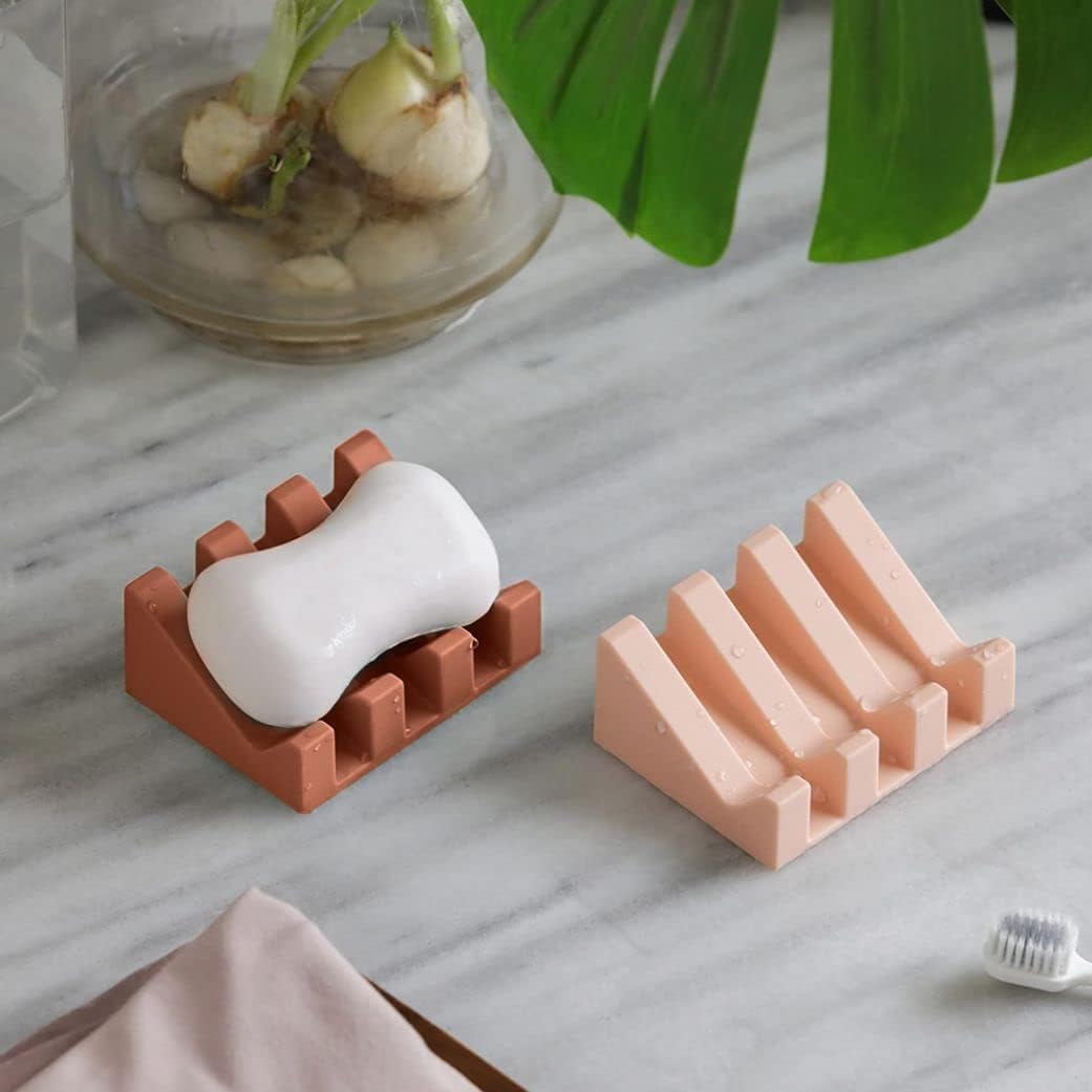Silicone Soap Dish with Drain for Bath and Kitchen