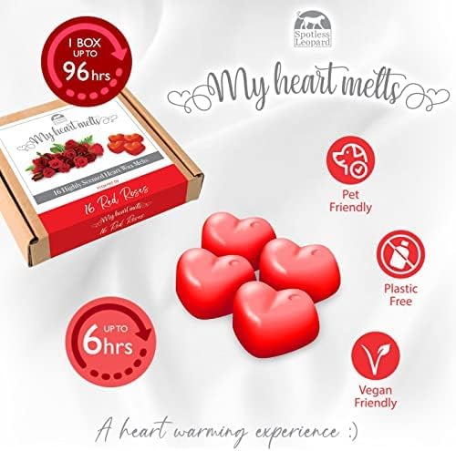 16 Red Roses Wax Melts - Heart Shaped Valentine Gifts
