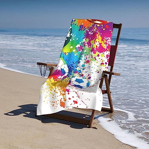 VOOHDDY Colorful Soccer Football Fun Beach Towel