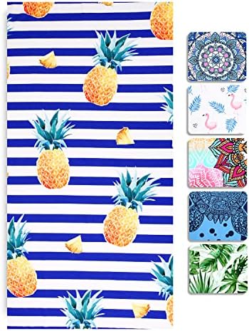 LIVILAN Oversized Striped Pineapple Beach Towel for Women and Girls