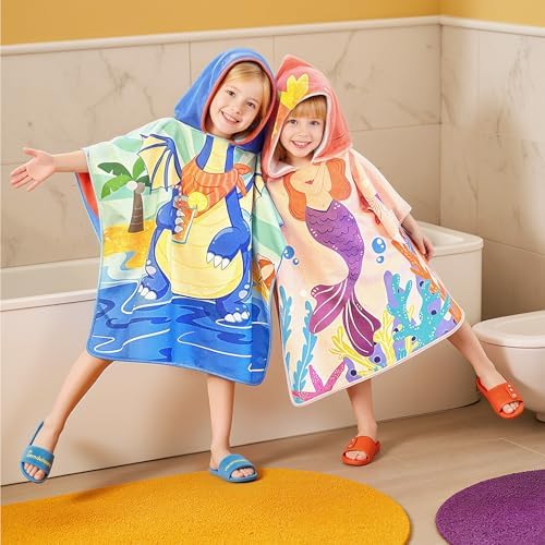 Ythuil Kids Hooded Beach Towel with Backpack