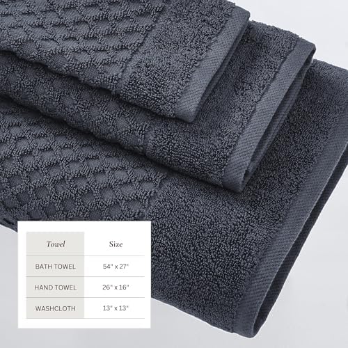 Great Bay Home Navy Bath Towels Set - 6 Piece Stone Blue
