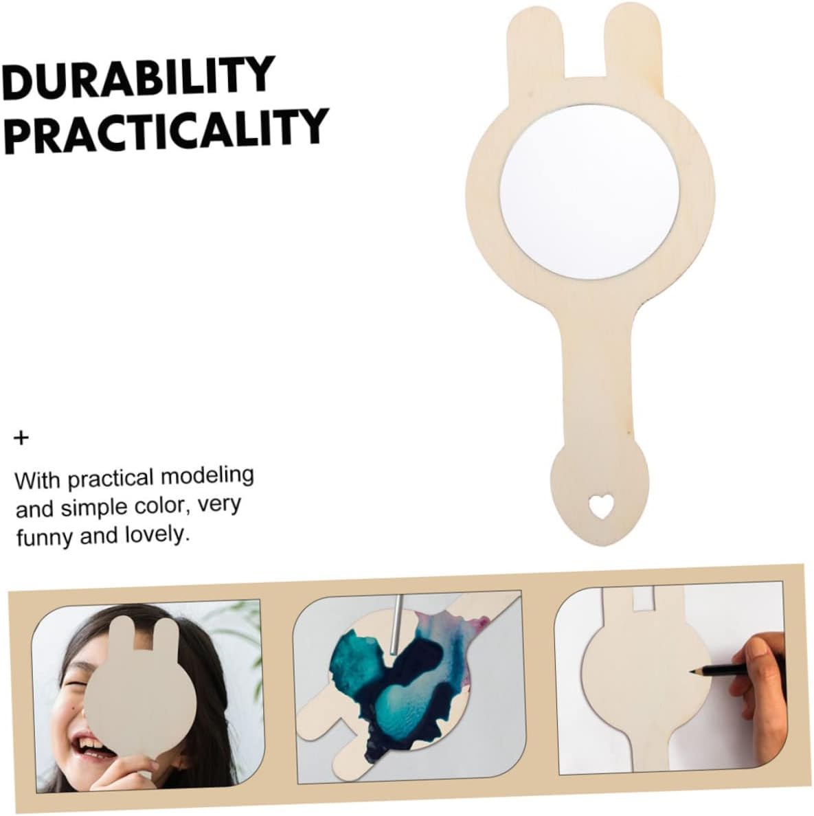 Angoily 12pcs Mini Wooden Mirror Set DIY Handmade