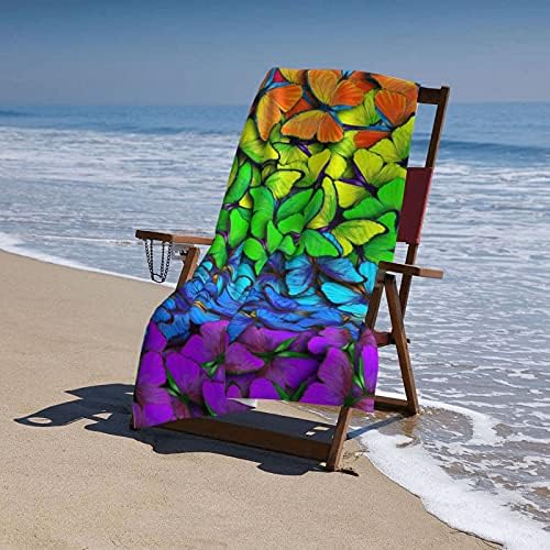 Rainbow Butterflies Microfiber Beach Towel