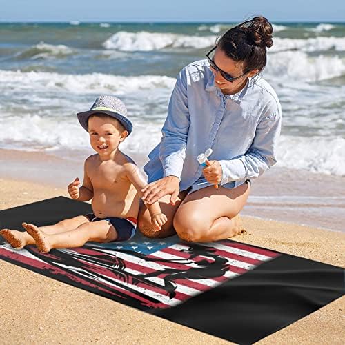 Jet Ski American Flag Microfiber Beach Towel - Extra Large Quick Dry Sand Free