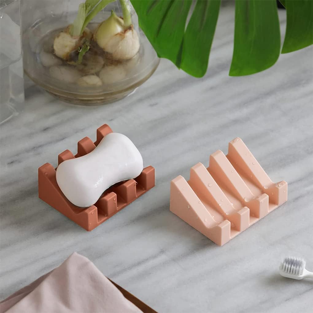 Red Silicone Bar Soap Holder with Waterfall Drain 1