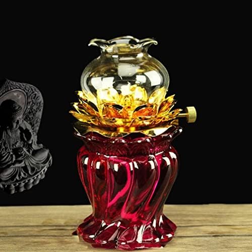 Crystal Glass Lotus Oil Lamp for Buddhist Altar 1