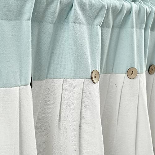 Lush Decor Linen Button Farmhouse Valance 52x18 Blue White