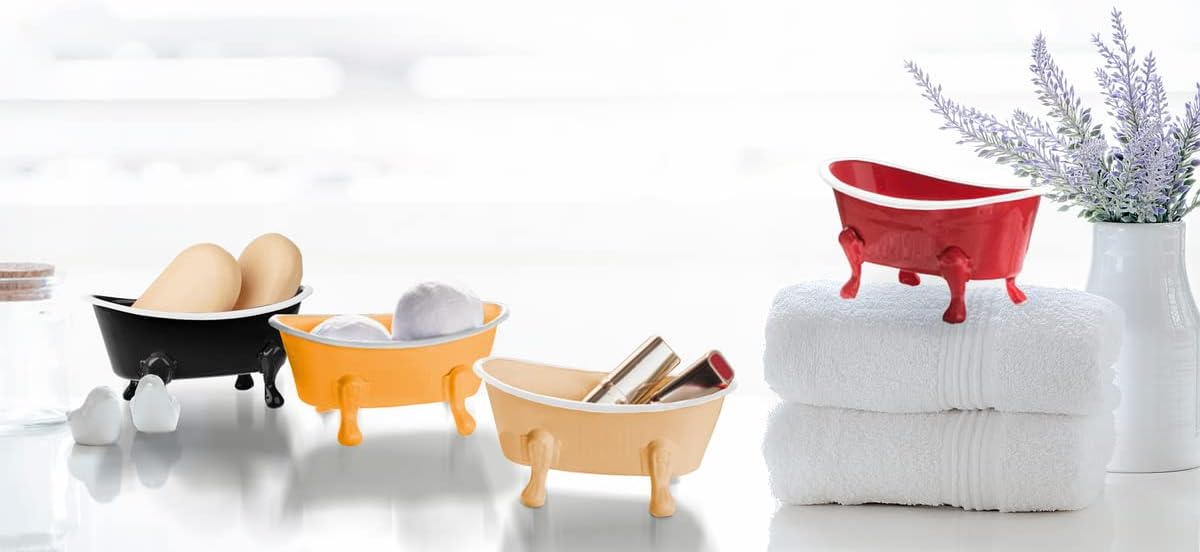 Rustic Enamel Clawfoot Soap Dish - Berry