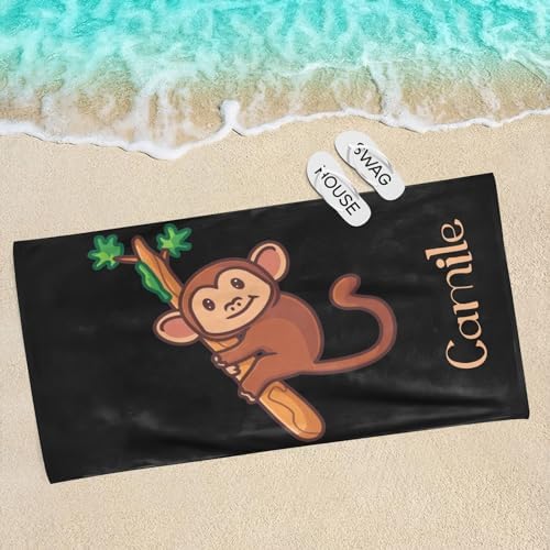 Monkey Branches Personalized Beach Towel for Adults Kids 60x30