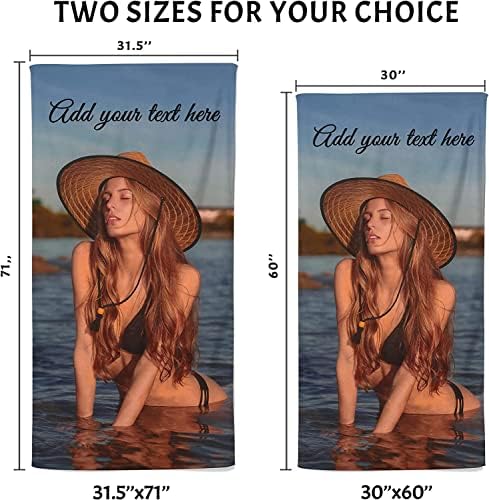 Personalized Photo Text Towel 31x71 Microfiber Beach Towel