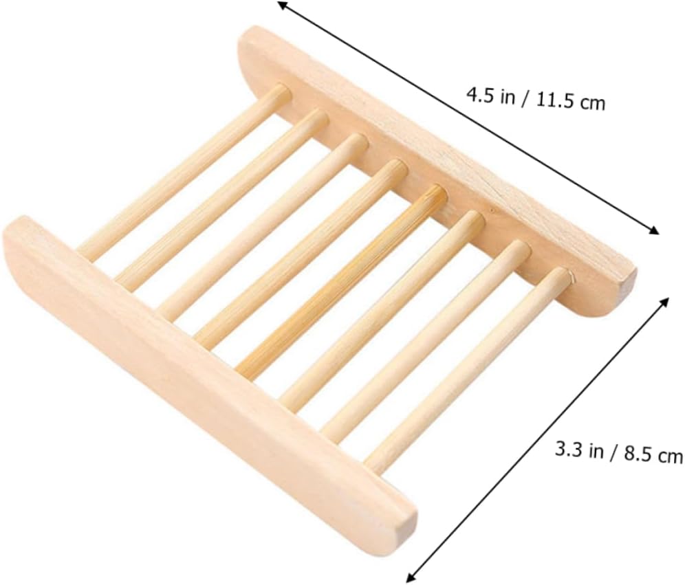 RORPOIR 6Pcs Wooden Soap Dish Tray Set for Bathroom Kitchen