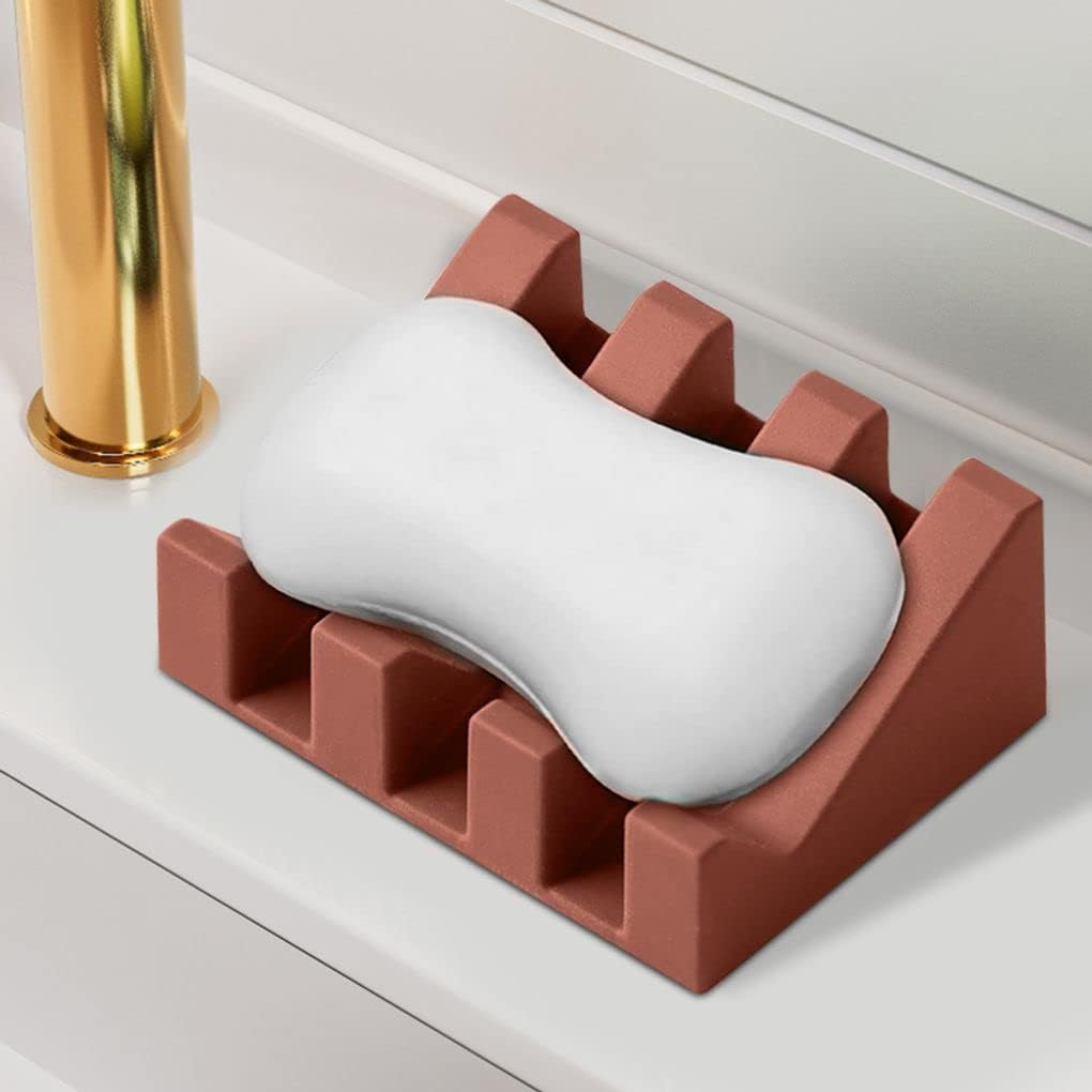Silicone Soap Dish with Self Draining Waterfall Design
