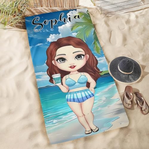 Customized Beach Towel with Photos and Text for Kids Adults