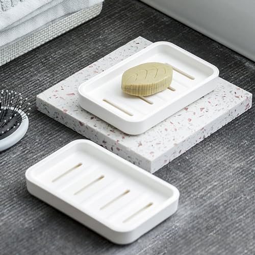 2PCS Soap Dish with Drain Container for Shower and Kitchen