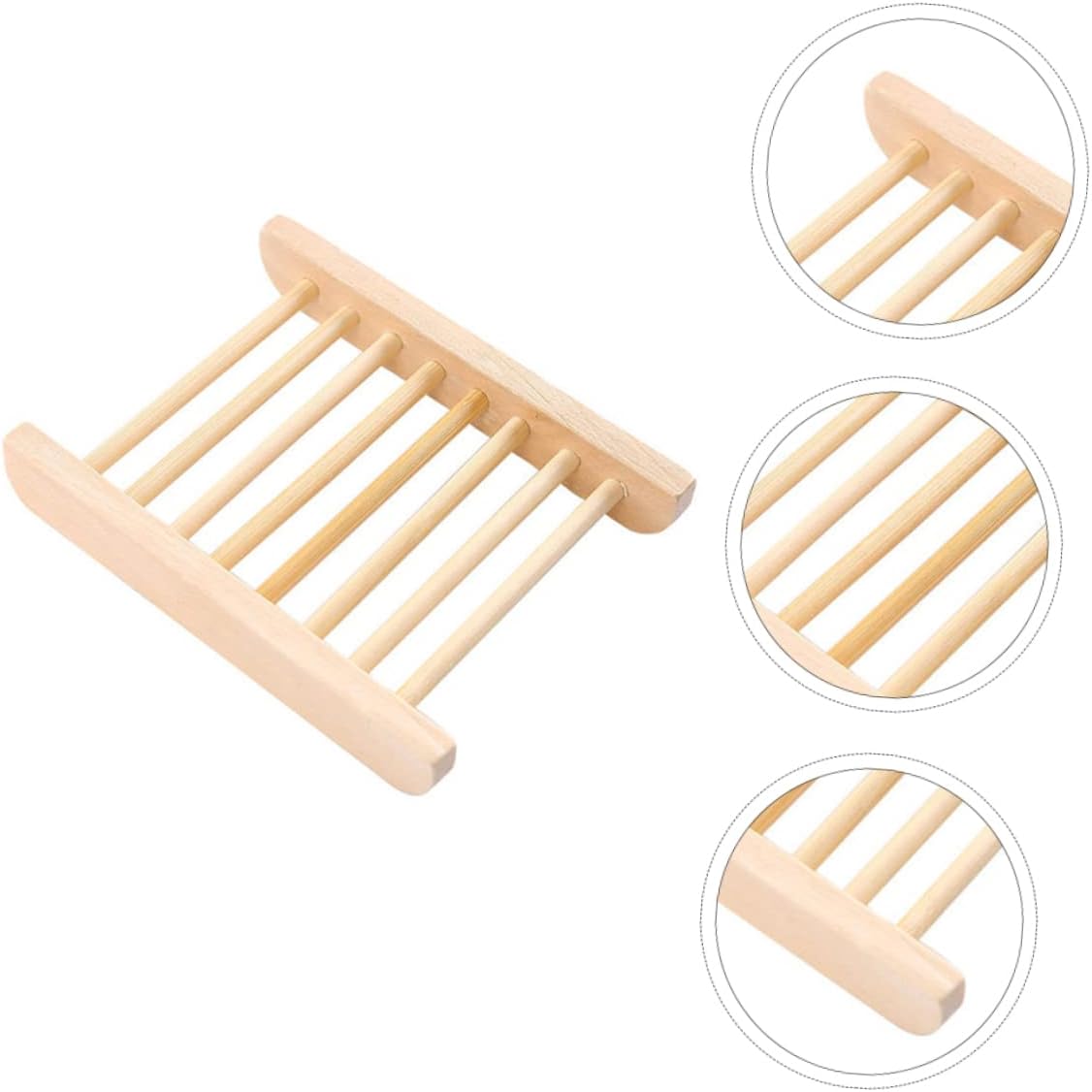 PERSELOSO 6Pcs Wooden Soap Holder Draining Tray