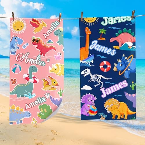 Personalized Beach Towel with Name for Kids and Adults