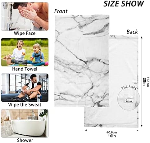 ALAZA White Marble Texture Bath Towel Set of 2