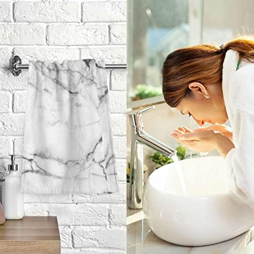 ALAZA White Marble Texture Bath Towel Set of 2