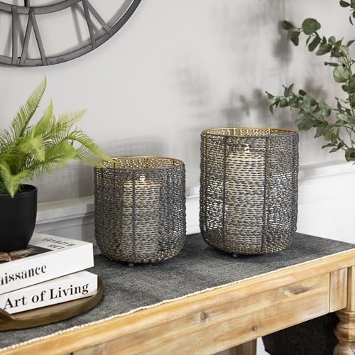 Northlight Twisted Iron Candle Holder Set - Gray Gold