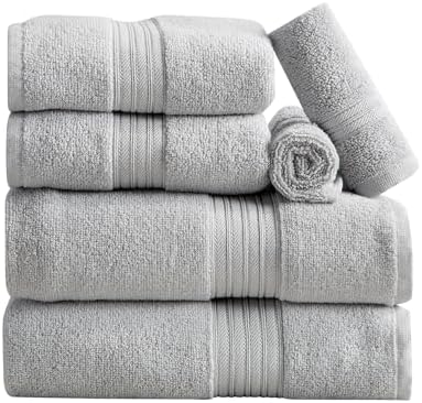 Great Bay Home Light Grey Bath Towel Set 6 Piece 1