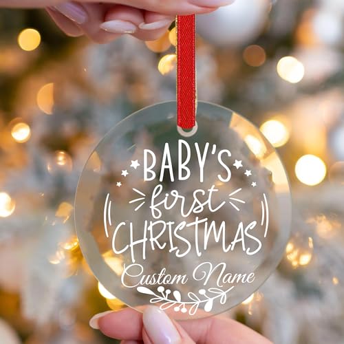 Personalized Babys First Christmas Acrylic Ornament for Boy or Girl
