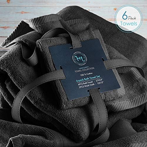 Hearth Harbor Bath Towel Set of 6 - Ultra Soft 700 GSM Cotton